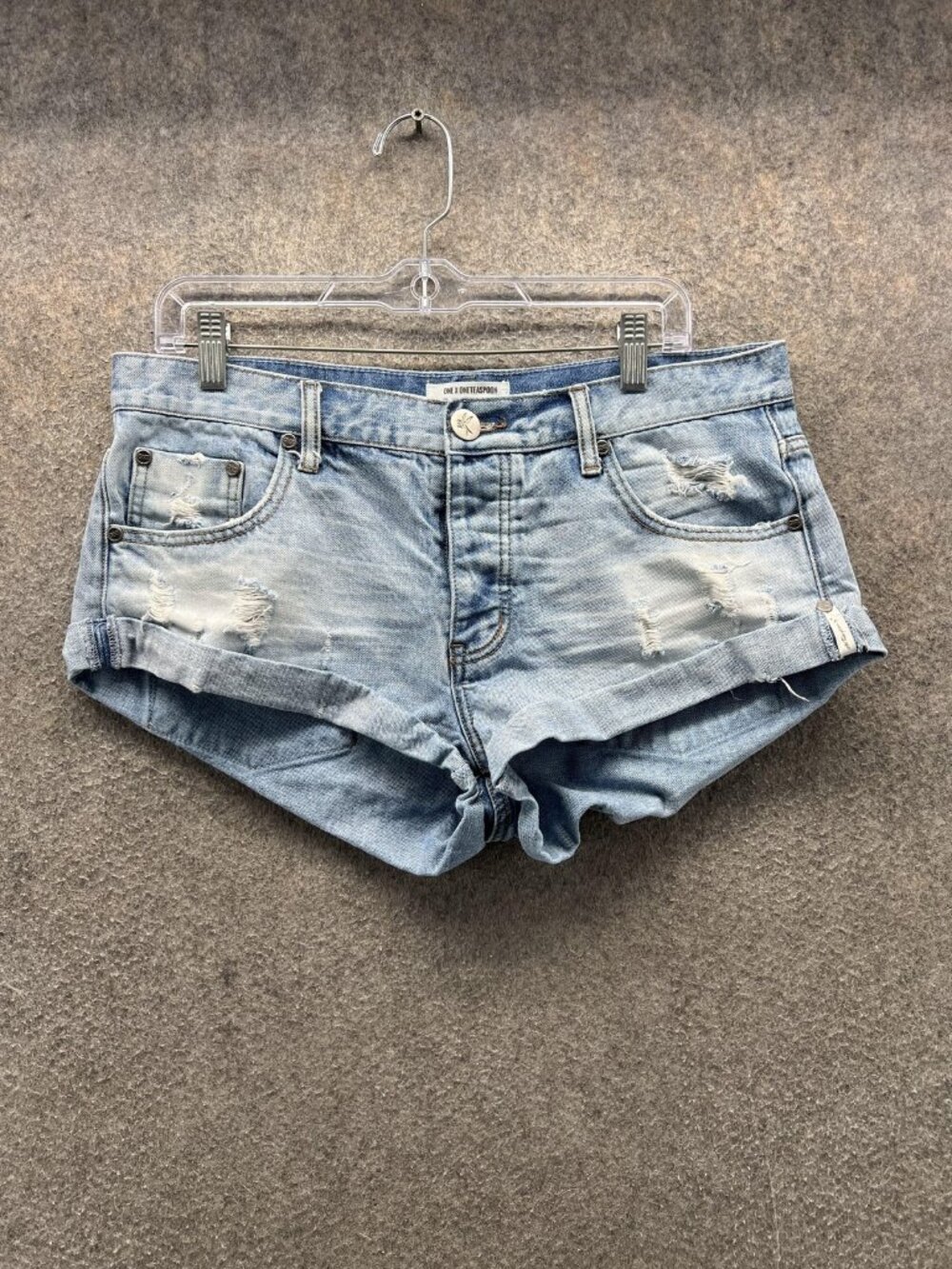 ONE X ONETEASPOON Shorts Womens 30 Blue Denim Cutoff Cuffed Distressed Casual